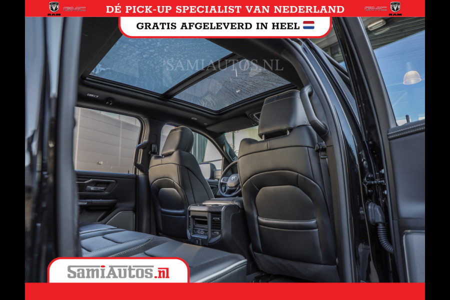 Dodge Ram NIGHT PREMIUM 2025 | BOM VOL + 14.4 INCH SCHERM | LUCHTVERING | HUD | HURRICANE 420PK 636 Nm | PRIJS MET LPG EN COVER EN GARANTI DUBBELE CABINE | PICK UP | 5 PERSOONS | DC | GRIJSKENTEKEN | VOORRAAD NR 2287 - 3384