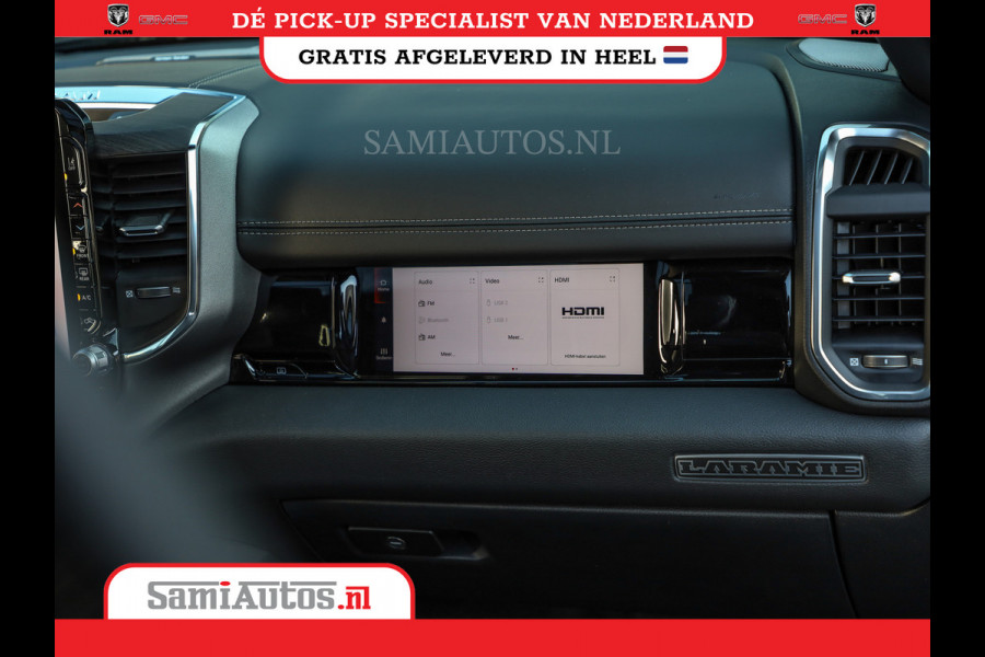 Dodge Ram NIGHT PREMIUM 2025 | BOM VOL + 14.4 INCH SCHERM | LUCHTVERING | HUD | HURRICANE 420PK 636 Nm | PRIJS MET LPG EN COVER EN GARANTI DUBBELE CABINE | PICK UP | 5 PERSOONS | DC | GRIJSKENTEKEN | VOORRAAD NR 2287 - 3384