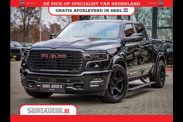 Dodge Ram NIGHT PREMIUM 2025 | BOM VOL + 14.4 INCH SCHERM | LUCHTVERING | HUD | 420PK 636 Nm | PRIJS MET LPG EN COVER EN GARANTIE | DUBBELE CABINE | PICK UP | 5 PERSOONS | DC | GRIJSKENTEKEN | VOORRAAD NR 2200 - 0886