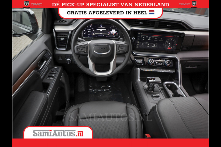 GMC Sierra Denali 6.2 V8 426PK | VIRTUAL COCKPIT | HEAD-UP | LANE ASSIST | 360 CAMERA | BLACK LEDER | DUBBELE CABINE | 5 PERSOONS |  GARANTIE | DC | Pick up VOORRAAD NR 419189
