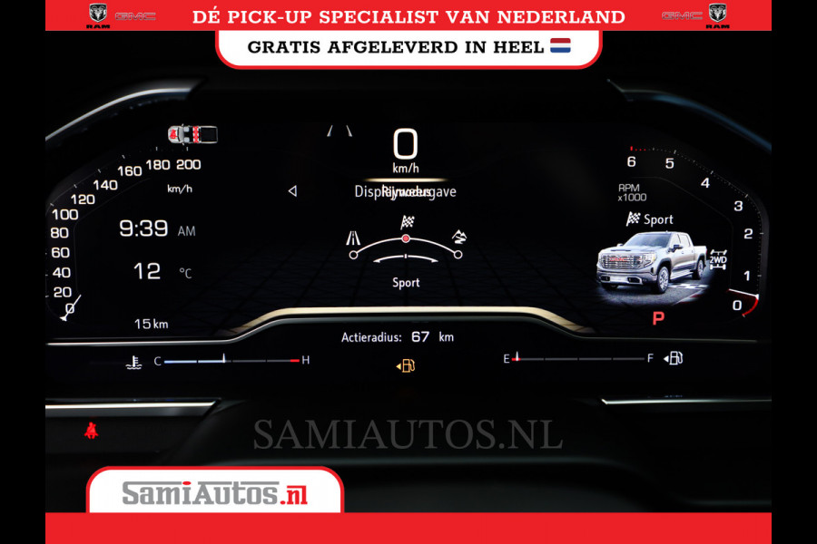 GMC Sierra Denali 6.2 V8 426PK | VIRTUAL COCKPIT | HEAD-UP | LANE ASSIST | 360 CAMERA | BLACK LEDER | DUBBELE CABINE | 5 PERSOONS |  GARANTIE | DC | Pick up VOORRAAD NR 419189