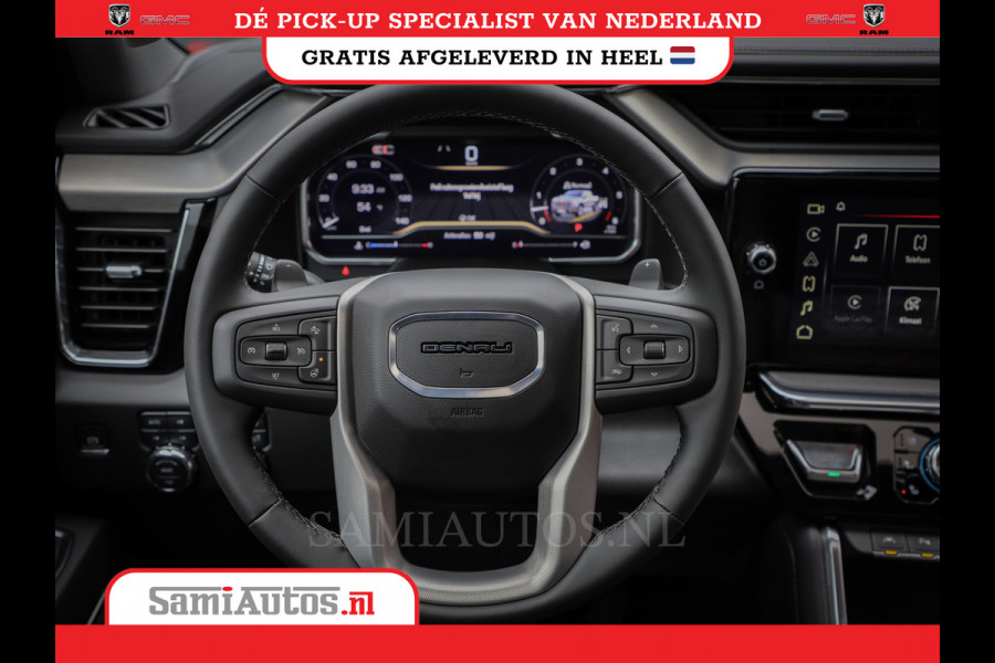 GMC Sierra Denali 6.2 V8 426PK | VIRTUAL COCKPIT | HEAD-UP | LANE ASSIST | 360 CAMERA | BLACK LEDER | DUBBELE CABINE | 5 PERSOONS |  GARANTIE | DC | Pick up VOORRAAD NR 419189