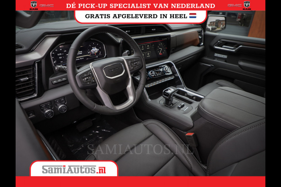 GMC Sierra Denali 6.2 V8 426PK | VIRTUAL COCKPIT | HEAD-UP | LANE ASSIST | 360 CAMERA | BLACK LEDER | DUBBELE CABINE | 5 PERSOONS |  GARANTIE | DC | Pick up VOORRAAD NR 419189