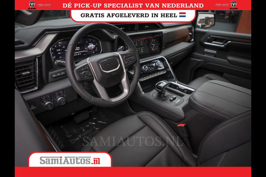 GMC Sierra Denali 6.2 V8 426PK | VIRTUAL COCKPIT | HEAD-UP | LANE ASSIST | 360 CAMERA | BLACK LEDER | DUBBELE CABINE | 5 PERSOONS |  GARANTIE | DC | Pick up VOORRAAD NR 419189