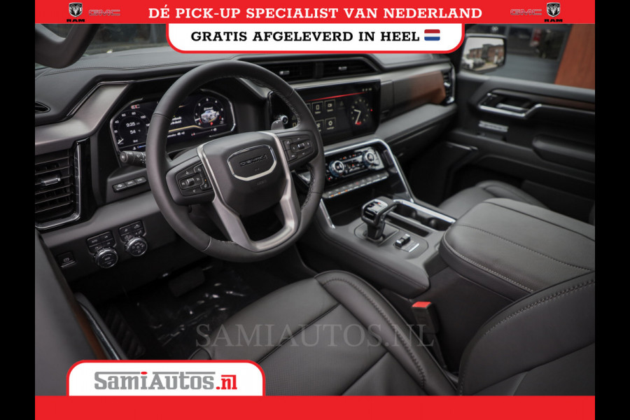GMC Sierra Denali 6.2 V8 426PK | VIRTUAL COCKPIT | HEAD-UP | LANE ASSIST | 360 CAMERA | BLACK LEDER | DUBBELE CABINE | 5 PERSOONS |  GARANTIE | DC | Pick up VOORRAAD NR 419189