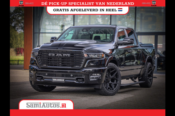 Dodge Ram NIGHT PREMIUM | BOM VOL + 14.4 INCH SCHERM | LUCHTVERING | HUD | 420PK 636 Nm | PRIJS MET LPG EN COVER EN GARANTIE | DUBBELE CABINE | PICK UP | 5 PERSOONS | DC | GRIJSKENTEKEN | VOORRAAD NR 2282 - 3332
