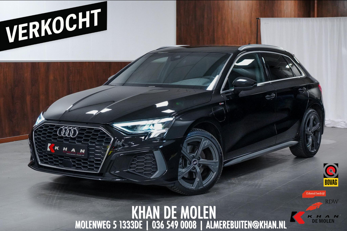 Audi A3 Sportback 40 TFSI e 3x S-line Elektr. S-stoelen|Dodehoek|Leder|AllSeasonNieuw|B&O Audi A3 Sportback 40 TFSI e 3x S-line Elektr. S-stoelen|Dodehoek|Leder|AllSeasonNieuw|B&O