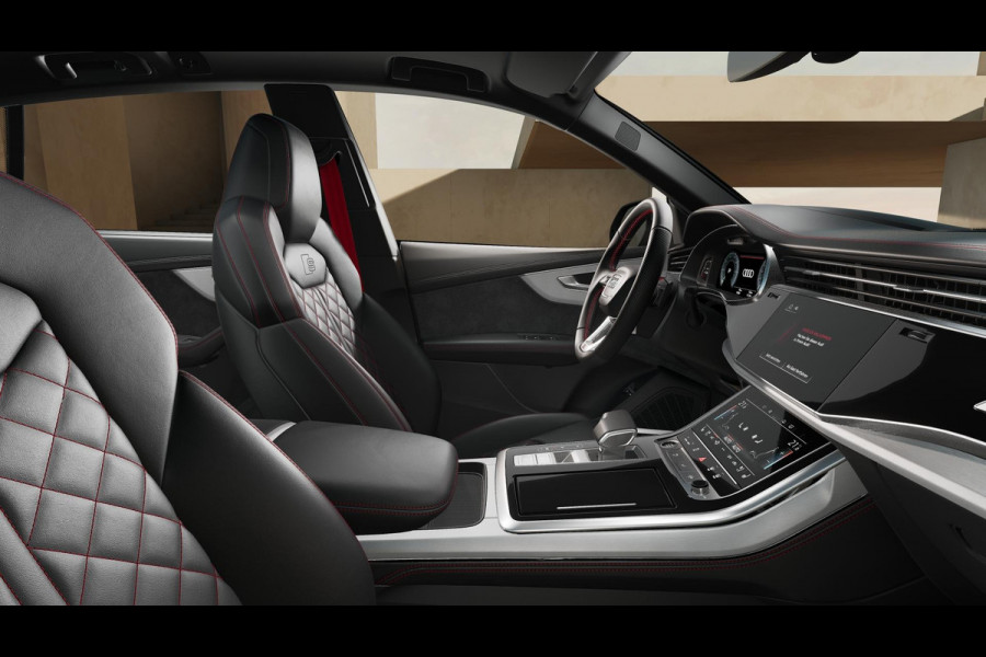 Audi Q8 55 TFSI e quattro Pro Line S panoramadak, head-up display, vierwielbesturing, B&O soundsysteem, comfortsleutel, sportstoelen plus, assistentie pakket PLUS, leder interieur uitgebreid, 23"LM velgen
