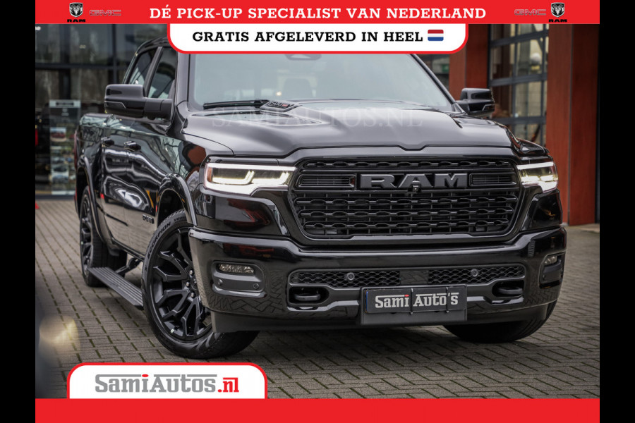 Dodge Ram 1500 DE MEEST LUXUEUZE PICK UP LIMITED NIGHT HIGH OUTPUT H.O 540PK 706 Nm 2025 | XB9 | MASSAGE | BOM VOL | CREW CAB | DUBBELE CABINE | GRIJSKENTEKEN | VOORRAAD NR 2334 - 5409