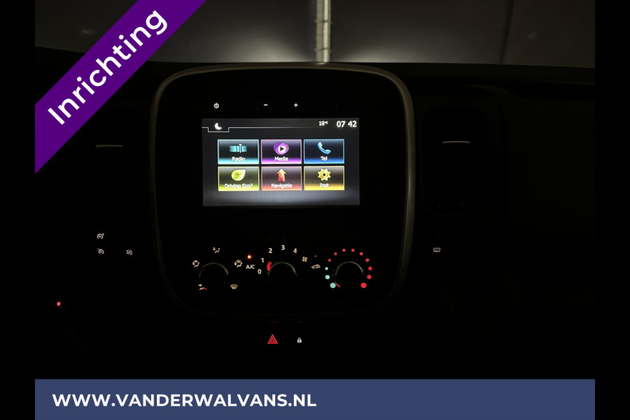 Renault Trafic 2.0 dCi 120pk L2H1 inrichting Euro6 Airco | Navigatie | LED | Camera | Cruisecontrol | Trekhaak Parkeersensoren, Bijrijdersbank