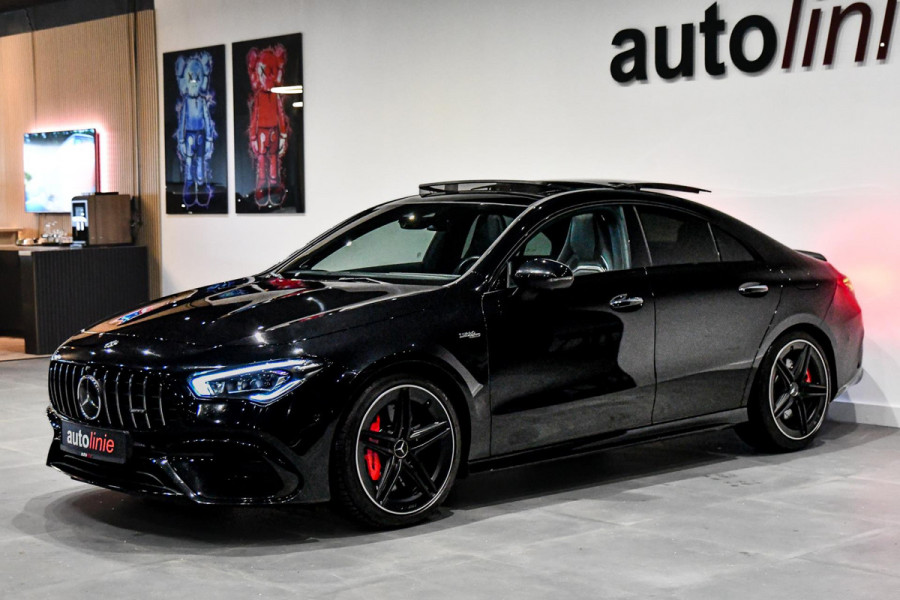 Mercedes-Benz CLA-Klasse AMG 45 S 4MATIC+. Schaal, Perf stuur, Pano, Koeling, Distro+, 360, Burm, Keyless, Btw, Dodeh, Multib!