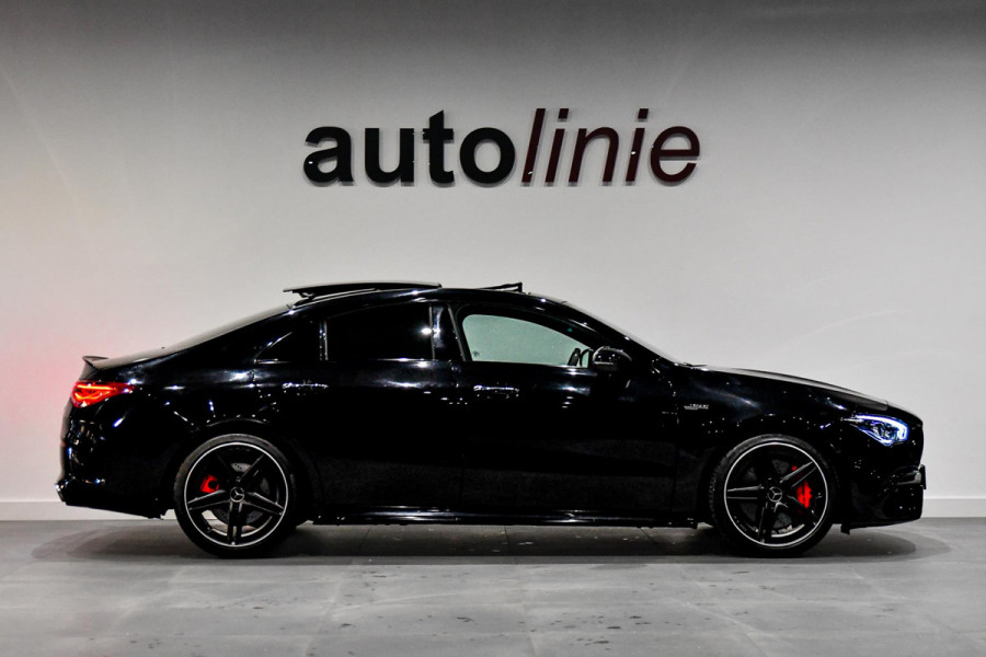 Mercedes-Benz CLA-Klasse AMG 45 S 4MATIC+. Schaal, Perf stuur, Pano, Koeling, Distro+, 360, Burm, Keyless, Btw, Dodeh, Multib!