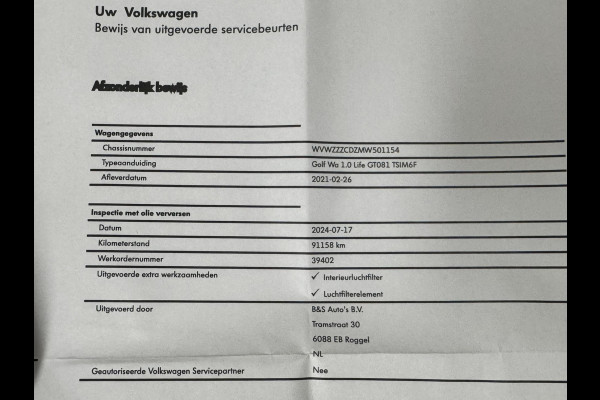Volkswagen GOLF Variant 1.0 TSI 110pk Navi Clima Full Led Virtual Cockpit Keyless start Carplay