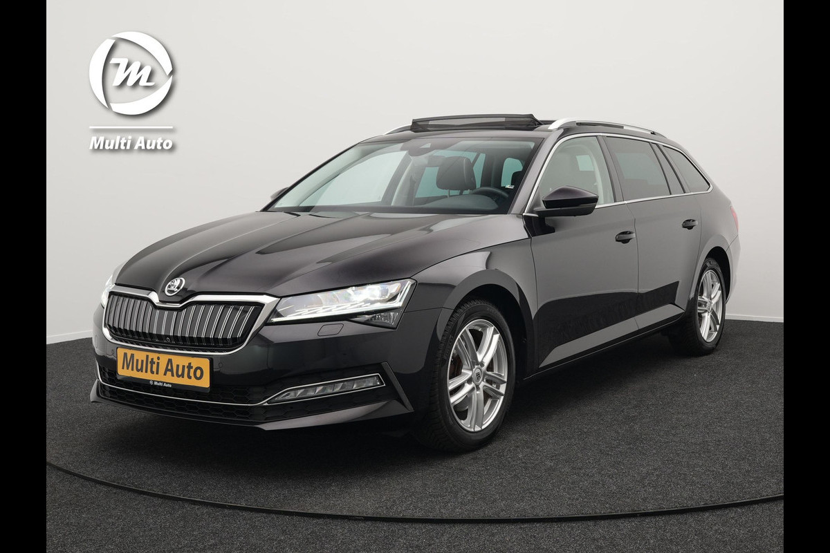Škoda Superb Combi 1.4 TSI iV Business Edition Plug In Hybrid 218pk PHEV | Panodak | Lederen Sportstoelen Memory & Ventilatie | Adaptive Cruise | Crystal LED | 360 Camera | Navigatie | Apple Carplay | Virtual | DAB | Sfeerverlichting |