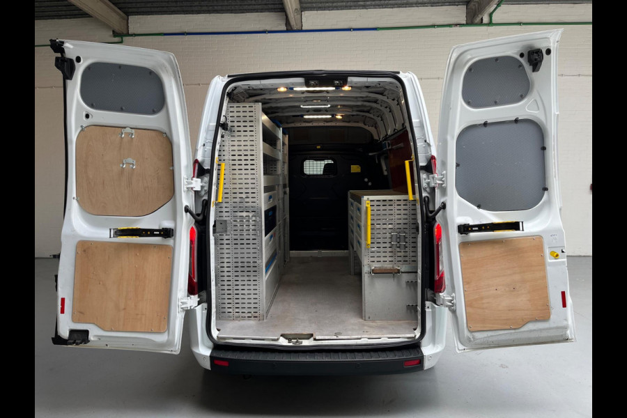 Ford Transit Custom SERVICEWAGEN LANG / HOOG 320 2.0 TDCI EURO6 L2H2 3PERSOONS TREND SORTIMO KASTEN V230 OMVORMER RIJKLAARPRIJS!