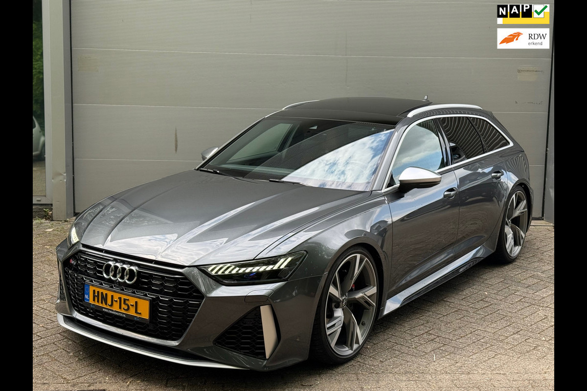 Audi A6 Avant RS6 TFSI quattro l Pano l Carbon l Luchtvering l Exclusive Leder l B&O l Camera l Matrix l 22" velgen l Audi A6 Avant RS6 TFSI quattro l Pano l Carbon l Luchtvering l Exclusive Leder l B&O l Camera l Matrix l 22" velgen l