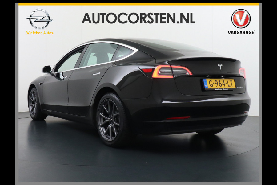 Tesla Model 3 Long Range 75kWh 463PK 18" FSD-Full Self Driving Computer-3 Premium Audio 4wd AutoPilot Panoramadak Camera's Leer Adaptive-Cruis Stoel en achterbank verwarming Electr.Stoelen+Memory+Easy-Entry WiFi Origineel Nederlandse auto Grootste accu Tot 16,5kwh thuis laden. Accu/Motor Garantie tot 29-10-2027 max 192.000km