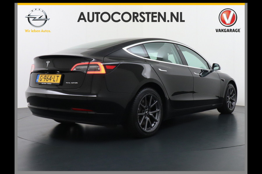 Tesla Model 3 Long Range 75kWh 463PK 18" FSD-Full Self Driving Computer-3 Premium Audio 4wd AutoPilot Panoramadak Camera's Leer Adaptive-Cruis Stoel en achterbank verwarming Electr.Stoelen+Memory+Easy-Entry WiFi Origineel Nederlandse auto Grootste accu Tot 16,5kwh thuis laden. Accu/Motor Garantie tot 29-10-2027 max 192.000km