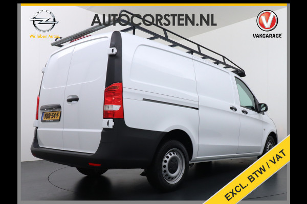 Mercedes-Benz Vito 111CDI 115pk Lang L2H1 3-zits Imperiaal Airco Licht-/regensensor Bluetooth Elek.ramen Zijwind assistent Betonplexvloer Wandkasten Achterdeuren Functional 2.000kg trekvermogen! 1e Eigenaar Euro 6 Origineel Nederlands geleverd.