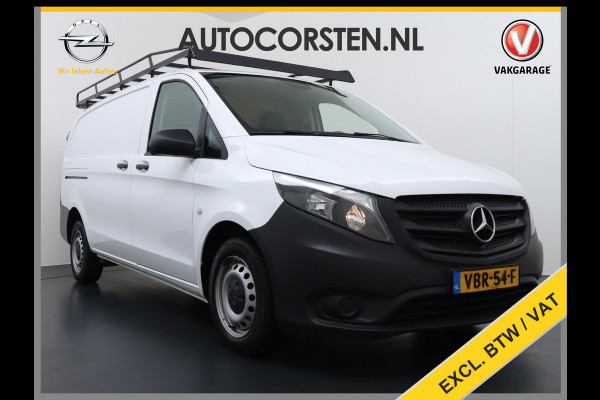 Mercedes-Benz Vito 111CDI 115pk Lang L2H1 3-zits Imperiaal Airco Licht-/regensensor Bluetooth Elek.ramen Zijwind assistent Betonplexvloer Wandkasten Achterdeuren Functional 2.000kg trekvermogen! 1e Eigenaar Euro 6 Origineel Nederlands geleverd.