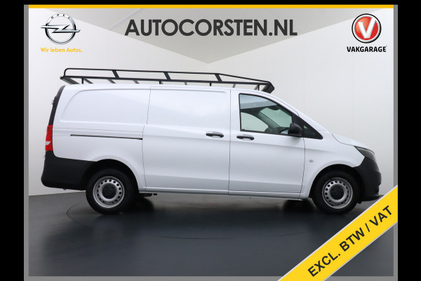 Mercedes-Benz Vito 111CDI 115pk Lang L2H1 3-zits Imperiaal Airco Licht-/regensensor Bluetooth Elek.ramen Zijwind assistent Betonplexvloer Wandkasten Achterdeuren Functional 2.000kg trekvermogen! 1e Eigenaar Euro 6 Origineel Nederlands geleverd.