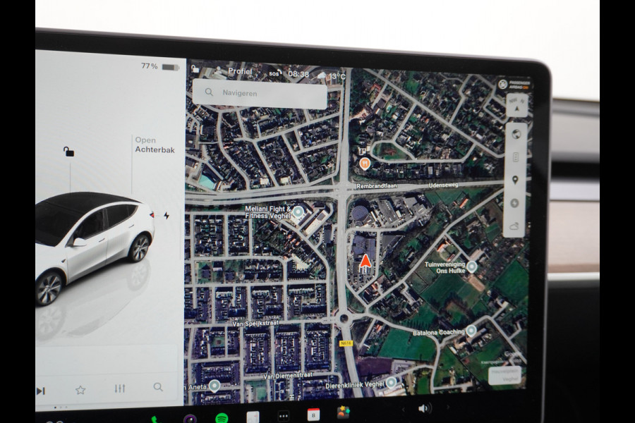 Tesla Model Y Long Range 514PK AWD 75kWh Trekhaak-1600KG Warmtepomp Full-Self-Driving Computer 3 Leder  19" GSM-Sleutel Stoelverw.- V+A+Stuur+ Keyless PDC-a+v Elek.Achterklep Lmv Led Standkachel 4WD LR 1e Eigenaar, origineel Nederlands Geleverd, Accu-Garantie t/m sept-2031