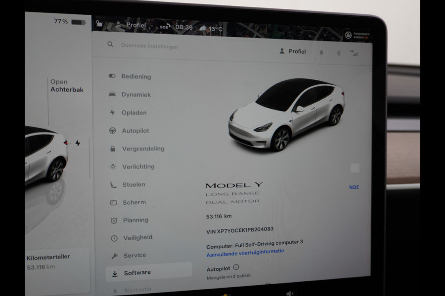 Tesla Model Y Long Range 514PK AWD 75kWh Trekhaak-1600KG Warmtepomp Full-Self-Driving Computer 3 Leder  19" GSM-Sleutel Stoelverw.- V+A+Stuur+ Keyless PDC-a+v Elek.Achterklep Lmv Led Standkachel 4WD LR 1e Eigenaar, origineel Nederlands Geleverd, Accu-Garantie t/m sept-2031