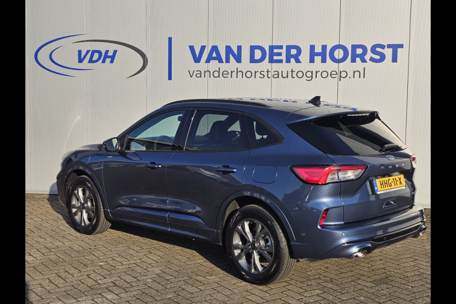 Ford Kuga 2.5-225pk PHEV ST-Line X Plug-in Hybrid. Garantie t/m 04-02-2028 ! Slechts 5.500km ! Volautm. airco dual, elektr. achterklep, LM wielen, stuur-, stoel- en voorraamverwarming, camera v+a,  side- en lane assist, adaptieve cruise cntrl, metallic lak, etc.