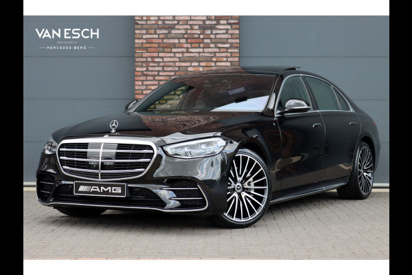 Mercedes-Benz S-Klasse 450d 4MATIC Lang AMG Line Aut9 | Airmatic | Chauffeurspakket | Achterasbesturing | Augmented HUD | Distronic+ | Burmester | Exclusief Nappa Leder | 3D-Display | Vlakkenverwarming | Zonweringspakket |