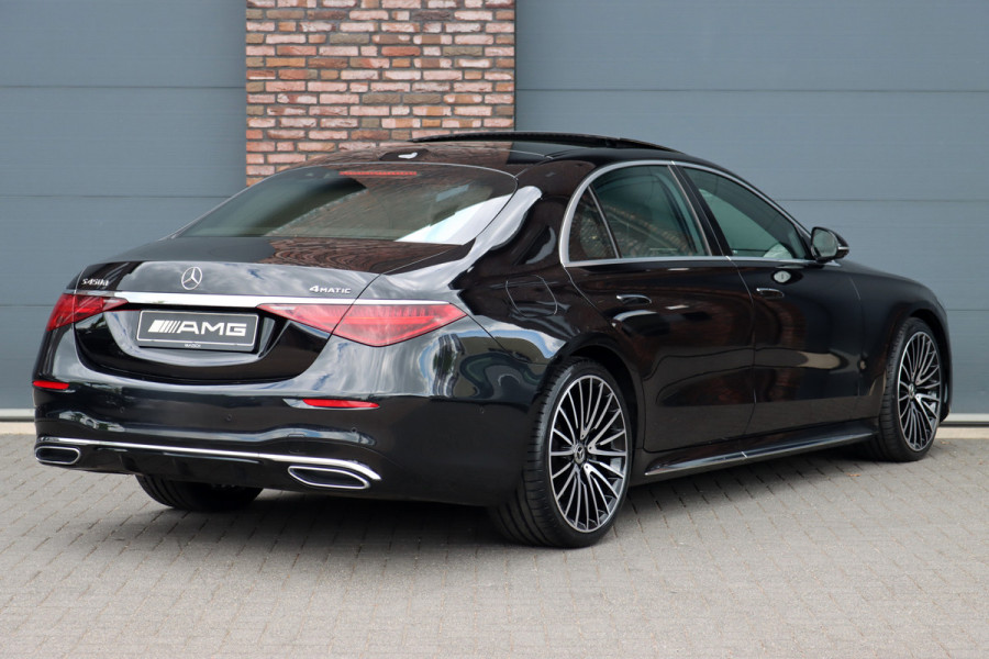 Mercedes-Benz S-Klasse 450d 4MATIC Lang AMG Line Aut9 | Airmatic | Chauffeurspakket | Achterasbesturing | Augmented HUD | Distronic+ | Burmester | Exclusief Nappa Leder | 3D-Display | Vlakkenverwarming | Zonweringspakket |