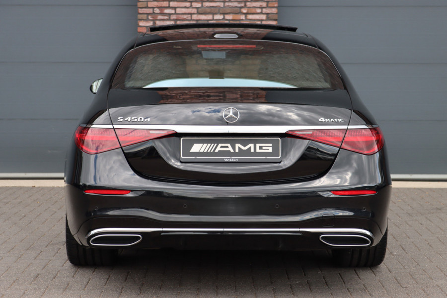 Mercedes-Benz S-Klasse 450d 4MATIC Lang AMG Line Aut9 | Airmatic | Chauffeurspakket | Achterasbesturing | Augmented HUD | Distronic+ | Burmester | Exclusief Nappa Leder | 3D-Display | Vlakkenverwarming | Zonweringspakket |
