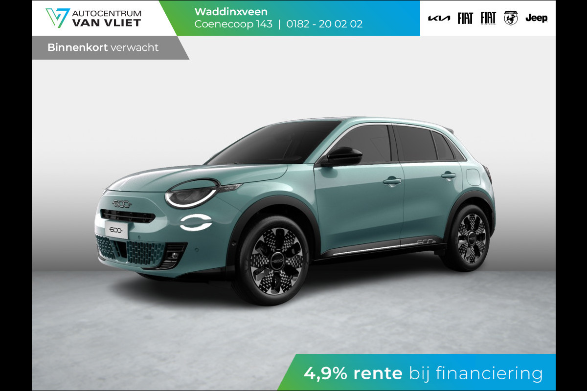 Fiat 600E La Prima 54 kWh | Clima | Adapt. Cruise | Camera | BSM | 18" | Stoelverwarming | Apple Carplay | Elektr. A-Klep Fiat 600E La Prima 54 kWh | Clima | Adapt. Cruise | Camera | BSM | 18" | Stoelverwarming | Apple Carplay | Elektr. A-Klep