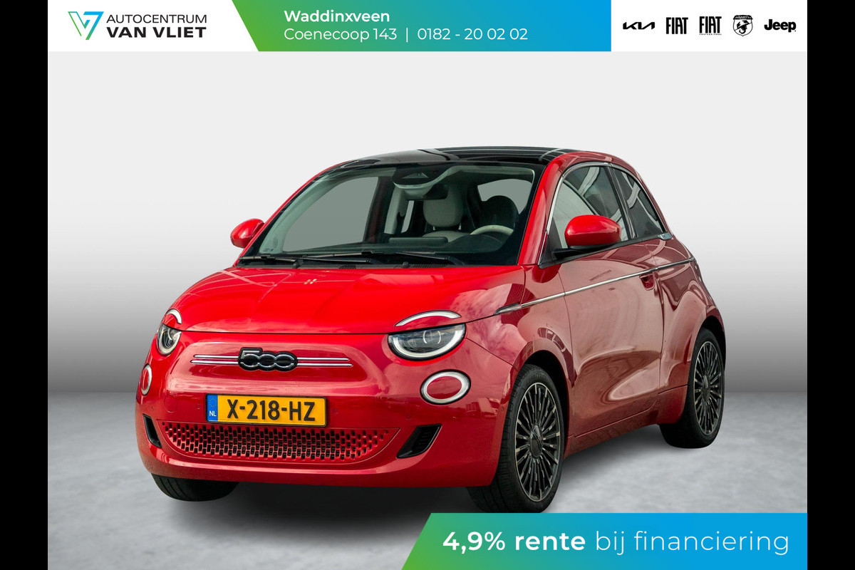 Fiat 500E 3+1 La Prima 42 kWh | Clima | Cruise | Leder | 17" | Priv Glass | Winter Pack | JBL Sound | BSM | Apple Carplay Fiat 500E 3+1 La Prima 42 kWh | Clima | Cruise | Leder | 17" | Priv Glass | Winter Pack | JBL Sound | BSM | Apple Carplay