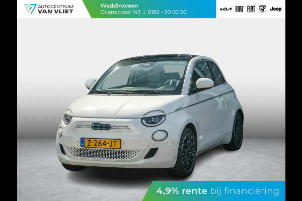 Fiat 500E La Prima 42 kWh | Clima | Cruise | Leder | 17" | Priv Glass | Winter Pack | JBL Sound | BSM | Apple Carplay