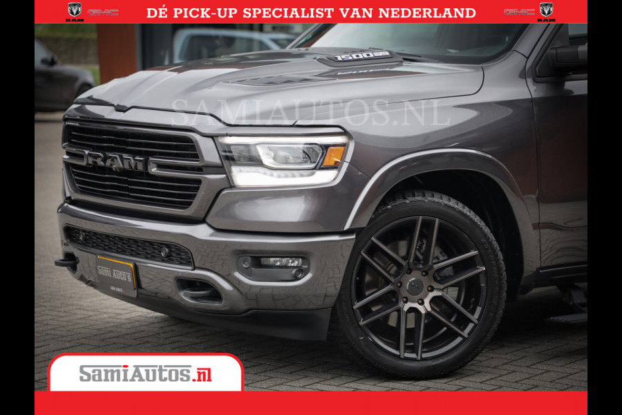 Dodge Ram 1500 SPORT | BOM VOL | 402PK HEMI 5,7 V8 | LUCHTVERING | BED SLIDE | PANO | ADAPTIVE CRUISE | 360 CAMERA | EN VEEL MEER | DUBBELE CABINE | 5 PERSOONS | LAGE KM STAND | GRANITE |
