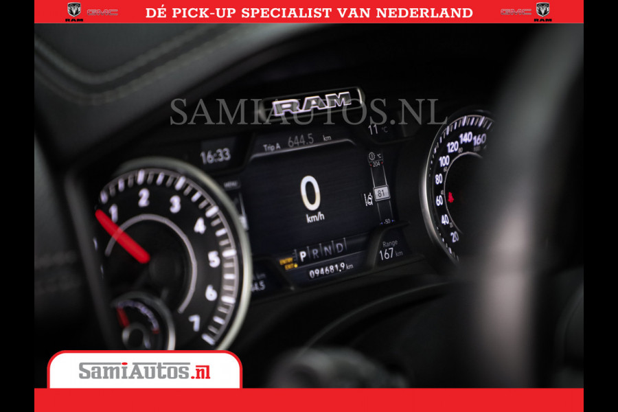Dodge Ram 1500 SPORT | BOM VOL | 402PK HEMI 5,7 V8 | LUCHTVERING | BED SLIDE | PANO | ADAPTIVE CRUISE | 360 CAMERA | EN VEEL MEER | DUBBELE CABINE | 5 PERSOONS | LAGE KM STAND | GRANITE |