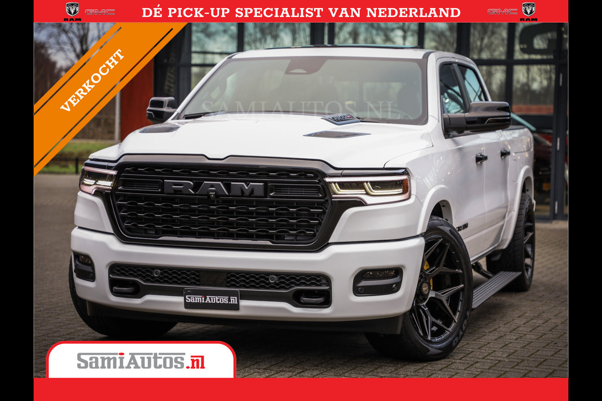 Dodge Ram 1500 LIMITED NIGHT H.O 540PK 706 Nm | XB9 | MASSAGE | BOM VOL | PW7 WHITE | CREW CAB | DUBBELE CABINE | GRIJSKENTEKEN | DE MEEST LUXUEUZE en BEGEERDE Pick-up VOORRAAD NR 2305 - 8549 Dodge Ram 1500 LIMITED NIGHT H.O 540PK 706 Nm | XB9 | MASSAGE | BOM VOL | PW7 WHITE | CREW CAB | DUBBELE CABINE | GRIJSKENTEKEN | DE MEEST LUXUEUZE en BEGEERDE Pick-up VOORRAAD NR 2305 - 8549