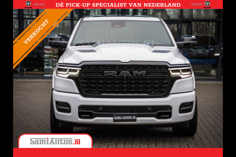 Dodge Ram 1500 LIMITED NIGHT H.O 540PK 706 Nm | XB9 | MASSAGE | BOM VOL | PW7 WHITE | CREW CAB | DUBBELE CABINE | GRIJSKENTEKEN | DE MEEST LUXUEUZE en BEGEERDE Pick-up VOORRAAD NR 2305 - 8549