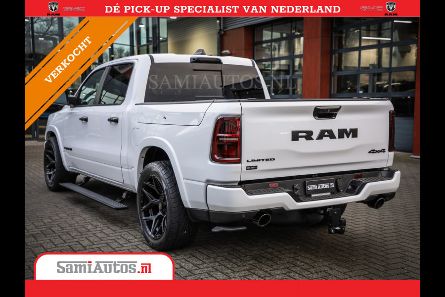Dodge Ram 1500 LIMITED NIGHT H.O 540PK 706 Nm | XB9 | MASSAGE | BOM VOL | PW7 WHITE | CREW CAB | DUBBELE CABINE | GRIJSKENTEKEN | DE MEEST LUXUEUZE en BEGEERDE Pick-up VOORRAAD NR 2305 - 8549