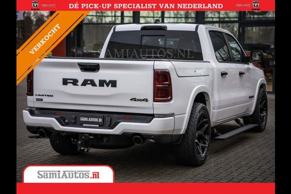 Dodge Ram 1500 LIMITED NIGHT H.O 540PK 706 Nm | XB9 | MASSAGE | BOM VOL | PW7 WHITE | CREW CAB | DUBBELE CABINE | GRIJSKENTEKEN | DE MEEST LUXUEUZE en BEGEERDE Pick-up VOORRAAD NR 2305 - 8549