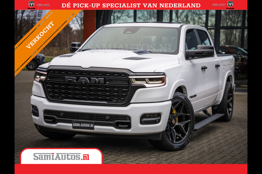 Dodge Ram 1500 LIMITED NIGHT H.O 540PK 706 Nm | XB9 | MASSAGE | BOM VOL | PW7 WHITE | CREW CAB | DUBBELE CABINE | GRIJSKENTEKEN | DE MEEST LUXUEUZE en BEGEERDE Pick-up VOORRAAD NR 2305 - 8549