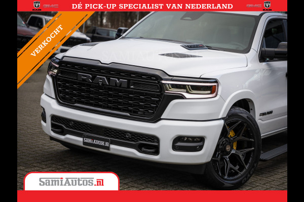 Dodge Ram 1500 LIMITED NIGHT H.O 540PK 706 Nm | XB9 | MASSAGE | BOM VOL | PW7 WHITE | CREW CAB | DUBBELE CABINE | GRIJSKENTEKEN | DE MEEST LUXUEUZE en BEGEERDE Pick-up VOORRAAD NR 2305 - 8549