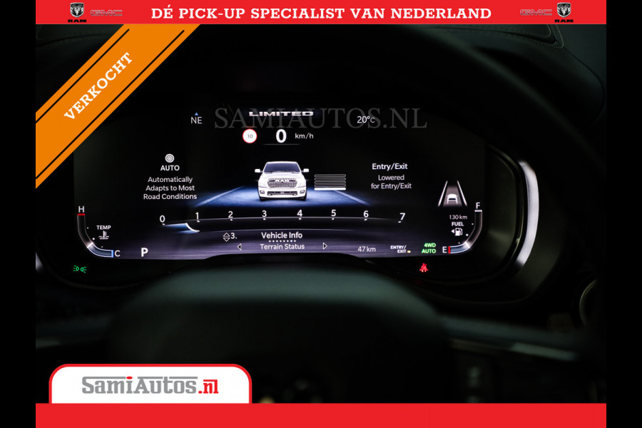 Dodge Ram 1500 LIMITED NIGHT H.O 540PK 706 Nm | XB9 | MASSAGE | BOM VOL | PW7 WHITE | CREW CAB | DUBBELE CABINE | GRIJSKENTEKEN | DE MEEST LUXUEUZE en BEGEERDE Pick-up VOORRAAD NR 2305 - 8549
