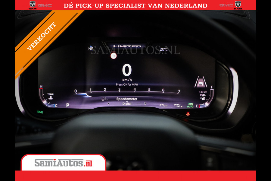 Dodge Ram 1500 LIMITED NIGHT H.O 540PK 706 Nm | XB9 | MASSAGE | BOM VOL | PW7 WHITE | CREW CAB | DUBBELE CABINE | GRIJSKENTEKEN | DE MEEST LUXUEUZE en BEGEERDE Pick-up VOORRAAD NR 2305 - 8549