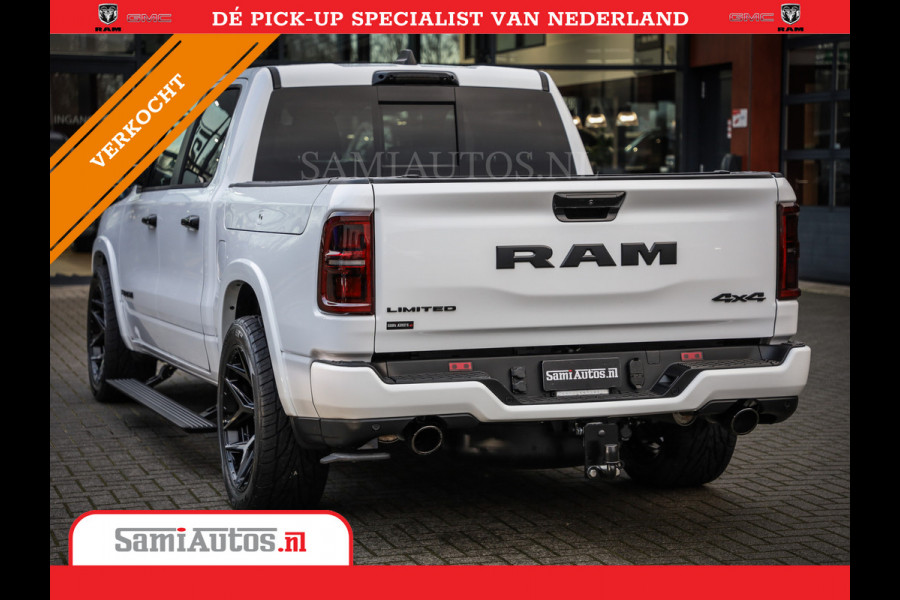 Dodge Ram 1500 LIMITED NIGHT H.O 540PK 706 Nm | XB9 | MASSAGE | BOM VOL | PW7 WHITE | CREW CAB | DUBBELE CABINE | GRIJSKENTEKEN | DE MEEST LUXUEUZE en BEGEERDE Pick-up VOORRAAD NR 2305 - 8549