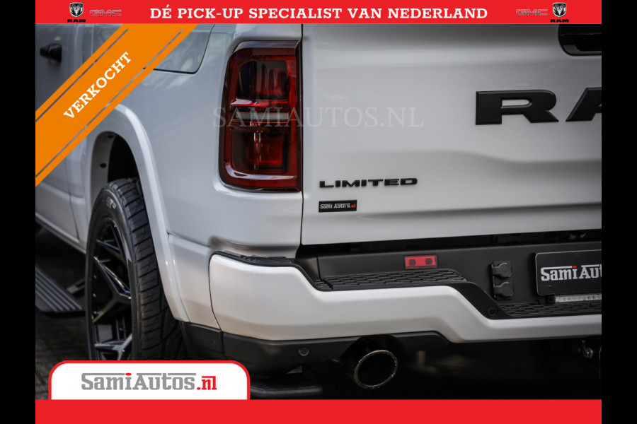 Dodge Ram 1500 LIMITED NIGHT H.O 540PK 706 Nm | XB9 | MASSAGE | BOM VOL | PW7 WHITE | CREW CAB | DUBBELE CABINE | GRIJSKENTEKEN | DE MEEST LUXUEUZE en BEGEERDE Pick-up VOORRAAD NR 2305 - 8549