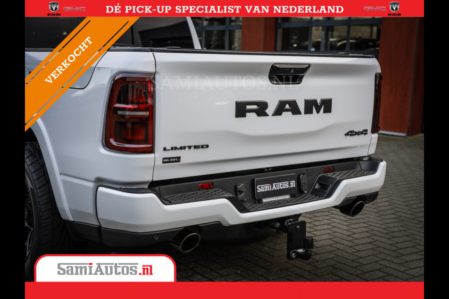 Dodge Ram 1500 LIMITED NIGHT H.O 540PK 706 Nm | XB9 | MASSAGE | BOM VOL | PW7 WHITE | CREW CAB | DUBBELE CABINE | GRIJSKENTEKEN | DE MEEST LUXUEUZE en BEGEERDE Pick-up VOORRAAD NR 2305 - 8549