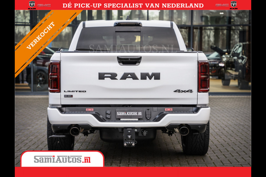 Dodge Ram 1500 LIMITED NIGHT H.O 540PK 706 Nm | XB9 | MASSAGE | BOM VOL | PW7 WHITE | CREW CAB | DUBBELE CABINE | GRIJSKENTEKEN | DE MEEST LUXUEUZE en BEGEERDE Pick-up VOORRAAD NR 2305 - 8549
