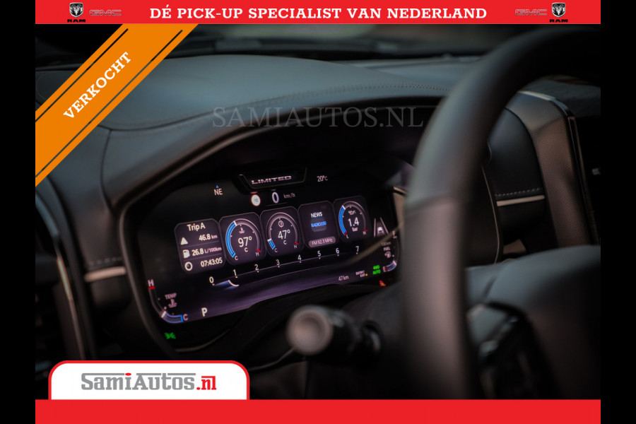 Dodge Ram 1500 LIMITED NIGHT H.O 540PK 706 Nm | XB9 | MASSAGE | BOM VOL | PW7 WHITE | CREW CAB | DUBBELE CABINE | GRIJSKENTEKEN | DE MEEST LUXUEUZE en BEGEERDE Pick-up VOORRAAD NR 2305 - 8549