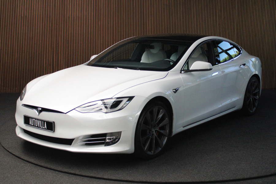 Tesla Model S 100D Performance Autopilot ACC Panodak Leer 360 Elektr. achterklep LM velgen PDC Lane Stuurverwarming Stoelverwarming voor en achter Alcantara hemel